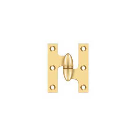 Deltana [OK2520CR003-R] Solid Brass Door Olive Knuckle Hinge - Right Handed - Polished Brass (PVD) Finish - 2 1/2&quot; H x 2&quot; W