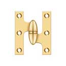 Deltana [OK2520CR003-R] Solid Brass Door Olive Knuckle Hinge - Right Handed - Polished Brass (PVD) Finish - 2 1/2&quot; H x 2&quot; W