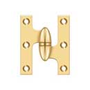 Deltana [OK2520CR003-R] Solid Brass Door Olive Knuckle Hinge - Right Handed - Polished Brass (PVD) Finish - Pair - 2 1/2&quot; H x 2&quot; W