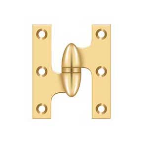 Deltana [OK2520CR003-L] Solid Brass Door Olive Knuckle Hinge - Left Handed - Polished Brass (PVD) Finish - Pair - 2 1/2" H x 2" W