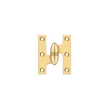Deltana [OK2520CR003-L] Solid Brass Door Olive Knuckle Hinge - Left Handed - Polished Brass (PVD) Finish - 2 1/2" H x 2" W