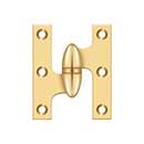 Deltana [OK2520CR003-L] Solid Brass Door Olive Knuckle Hinge - Left Handed - Polished Brass (PVD) Finish - Pair - 2 1/2" H x 2" W