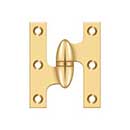 Deltana [OK2520CR003-L] Solid Brass Door Olive Knuckle Hinge - Left Handed - Polished Brass (PVD) Finish - 2 1/2&quot; H x 2&quot; W