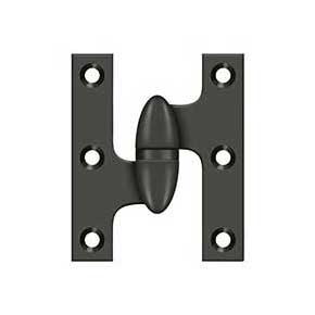 Deltana [OK2520U10B-L] Solid Brass Door Olive Knuckle Hinge - Left Handed - Oil Rubbed Bronze Finish - Pair - 2 1/2" H x 2" W