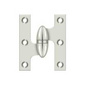 Deltana [OK2520U14-L] Solid Brass Door Olive Knuckle Hinge - Left Handed - Polished Nickel Finish - Pair - 2 1/2" H x 2" W