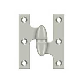 Deltana [OK2520U15-R] Solid Brass Door Olive Knuckle Hinge - Right Handed - Brushed Nickel Finish - Pair - 2 1/2" H x 2" W