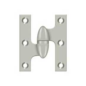 Deltana [OK2520U15-L] Solid Brass Door Olive Knuckle Hinge - Left Handed - Brushed Nickel Finish - Pair - 2 1/2" H x 2" W