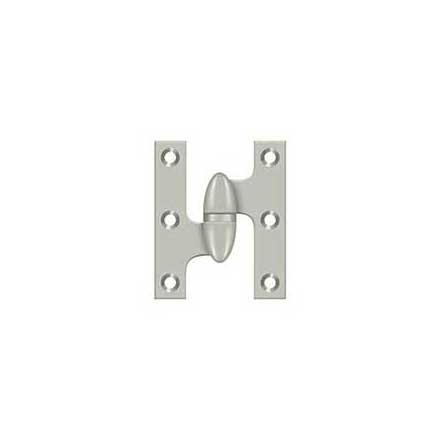 Deltana [OK2520U15-L] Solid Brass Door Olive Knuckle Hinge - Left Handed - Brushed Nickel Finish - 2 1/2&quot; H x 2&quot; W