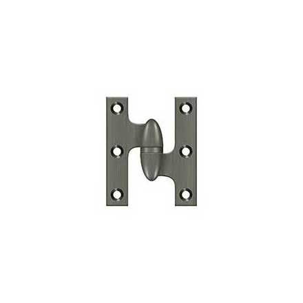 Deltana [OK2520U15A-R] Solid Brass Door Olive Knuckle Hinge - Right Handed - Antique Nickel Finish - 2 1/2" H x 2" W