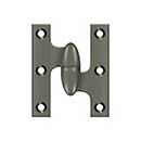 Deltana [OK2520U15A-R] Solid Brass Door Olive Knuckle Hinge - Right Handed - Antique Nickel Finish - Pair - 2 1/2" H x 2" W