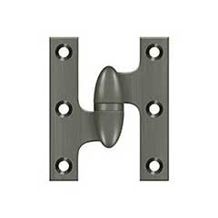 Deltana [OK2520U15A-L] Solid Brass Door Olive Knuckle Hinge - Left Handed - Antique Nickel Finish - 2 1/2&quot; H x 2&quot; W