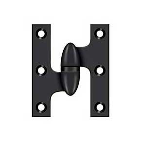 Deltana [OK2520U19-L] Solid Brass Door Olive Knuckle Hinge - Left Handed - Paint Black Finish - Pair - 2 1/2" H x 2" W