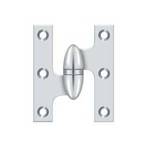 Deltana [OK2520U26-L] Solid Brass Door Olive Knuckle Hinge - Left Handed - Polished Chrome Finish - Pair - 2 1/2" H x 2" W