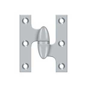 Deltana [OK2520U26D-R] Solid Brass Door Olive Knuckle Hinge - Right Handed - Brushed Chrome Finish - Pair - 2 1/2" H x 2" W