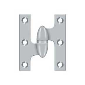 Deltana [OK2520U26D-L] Solid Brass Door Olive Knuckle Hinge - Left Handed - Brushed Chrome Finish - Pair - 2 1/2" H x 2" W
