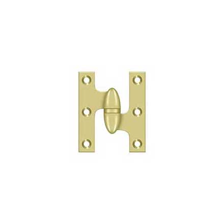 Deltana [OK2520U3-R] Solid Brass Door Olive Knuckle Hinge - Right Handed - Polished Brass Finish - Pair - 2 1/2&quot; H x 2&quot; W