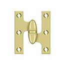 Deltana [OK2520U3-R] Solid Brass Door Olive Knuckle Hinge - Right Handed - Polished Brass Finish - Pair - 2 1/2" H x 2" W