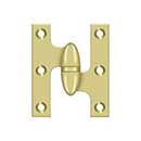 Deltana [OK2520U3-R] Solid Brass Door Olive Knuckle Hinge - Right Handed - Polished Brass Finish - Pair - 2 1/2&quot; H x 2&quot; W