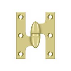 Deltana [OK2520U3-L] Solid Brass Door Olive Knuckle Hinge - Left Handed - Polished Brass Finish - 2 1/2&quot; H x 2&quot; W