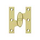 Deltana [OK2520U3-L] Solid Brass Door Olive Knuckle Hinge - Left Handed - Polished Brass Finish - Pair - 2 1/2&quot; H x 2&quot; W