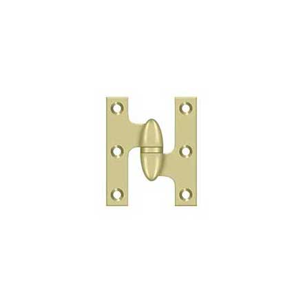 Deltana [OK2520U3UNL-R] Solid Brass Door Olive Knuckle Hinge - Right Handed - Polished Brass (Unlacquered) Finish - 2 1/2&quot; H x 2&quot; W