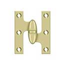 Deltana [OK2520U3UNL-R] Solid Brass Door Olive Knuckle Hinge - Right Handed - Polished Brass (Unlacquered) Finish - Pair - 2 1/2&quot; H x 2&quot; W