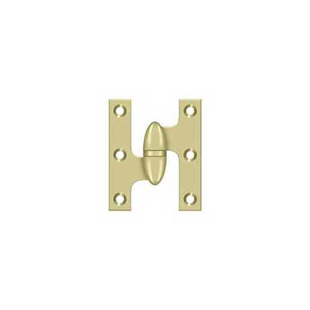 Deltana [OK2520U3UNL-L] Solid Brass Door Olive Knuckle Hinge - Left Handed - Polished Brass (Unlacquered) Finish - 2 1/2&quot; H x 2&quot; W