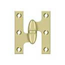Deltana [OK2520U3UNL-L] Solid Brass Door Olive Knuckle Hinge - Left Handed - Polished Brass (Unlacquered) Finish - Pair - 2 1/2&quot; H x 2&quot; W