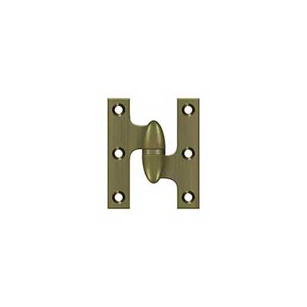 Deltana [OK2520U5-R] Solid Brass Door Olive Knuckle Hinge - Right Handed - Antique Brass Finish - Pair - 2 1/2&quot; H x 2&quot; W