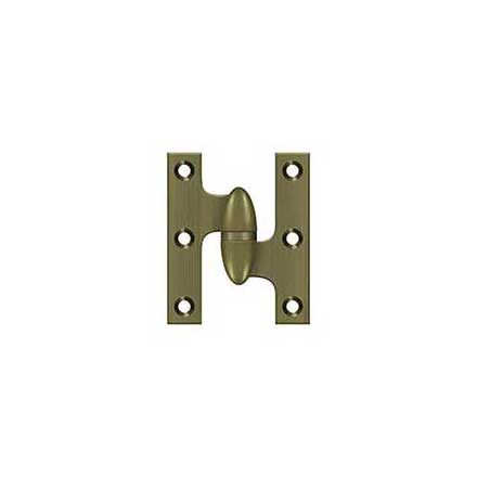 Deltana [OK2520U5-R] Solid Brass Door Olive Knuckle Hinge - Right Handed - Antique Brass Finish - 2 1/2&quot; H x 2&quot; W