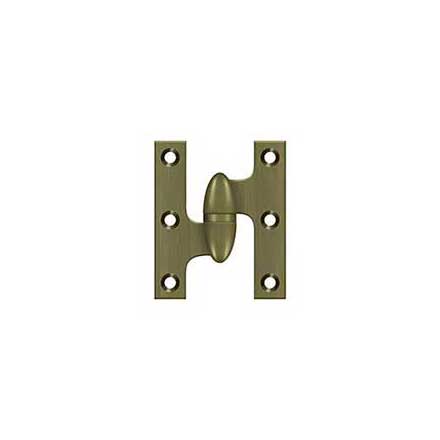 Deltana [OK2520U5-L] Solid Brass Door Olive Knuckle Hinge - Left Handed - Antique Brass Finish - 2 1/2&quot; H x 2&quot; W