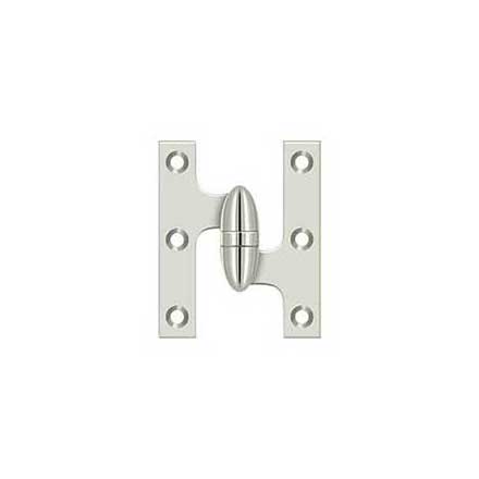 Deltana [OK3025B14-R] Solid Brass Door Olive Knuckle Hinge - Right Handed - Polished Nickel Finish - 3&quot; H x 2 1/2&quot; W