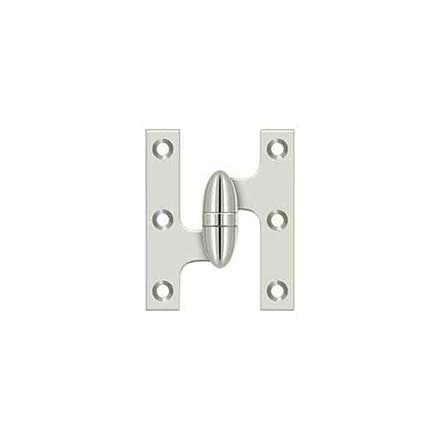 Deltana [OK3025B14-L] Solid Brass Door Olive Knuckle Hinge - Left Handed - Polished Nickel Finish - 3&quot; H x 2 1/2&quot; W