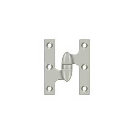 Deltana [OK3025B15-L] Solid Brass Door Olive Knuckle Hinge - Left Handed - Brushed Nickel Finish - Pair - 3&quot; H x 2 1/2&quot; W