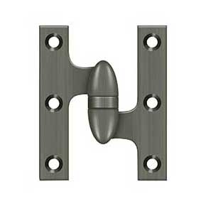 Deltana [OK3025B15A-R] Solid Brass Door Olive Knuckle Hinge - Right Handed - Antique Nickel Finish - Pair - 3" H x 2 1/2" W