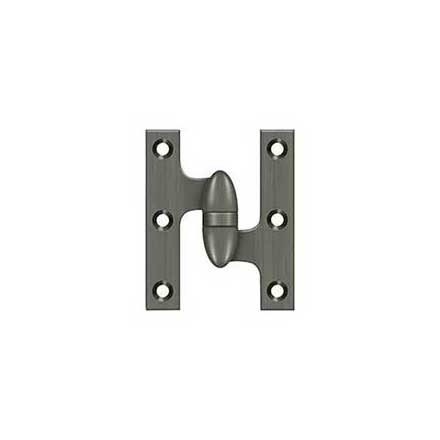 Deltana [OK3025B15A-R] Solid Brass Door Olive Knuckle Hinge - Right Handed - Antique Nickel Finish - 3&quot; H x 2 1/2&quot; W