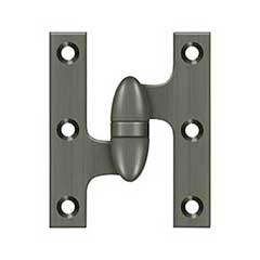 Deltana [OK3025B15A-L] Solid Brass Door Olive Knuckle Hinge - Left Handed - Antique Nickel Finish - 3&quot; H x 2 1/2&quot; W