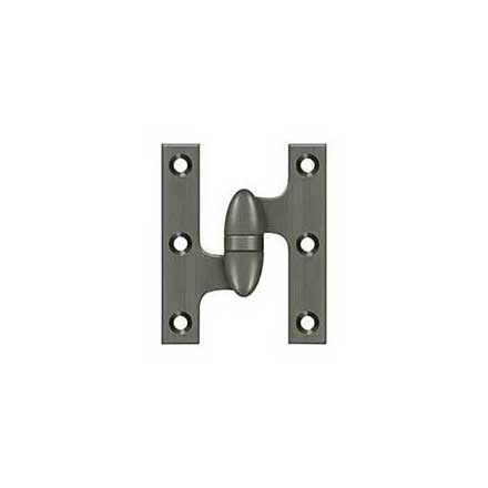 Deltana [OK3025B15A-L] Solid Brass Door Olive Knuckle Hinge - Left Handed - Antique Nickel Finish - 3&quot; H x 2 1/2&quot; W