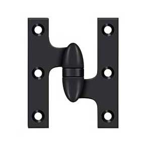 Deltana [OK3025B19-R] Solid Brass Door Olive Knuckle Hinge - Right Handed - Paint Black Finish - Pair - 3" H x 2 1/2" W