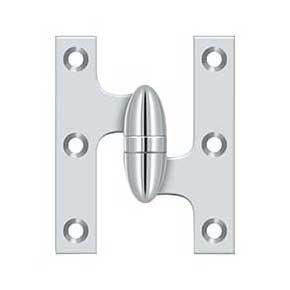 Deltana [OK3025B26-R] Solid Brass Door Olive Knuckle Hinge - Right Handed - Polished Chrome Finish - Pair - 3" H x 2 1/2" W