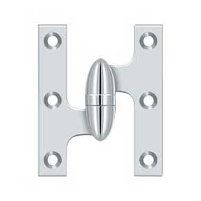 Deltana [OK3025B26-L] Solid Brass Door Olive Knuckle Hinge - Left Handed - Polished Chrome Finish - Pair - 3" H x 2 1/2" W