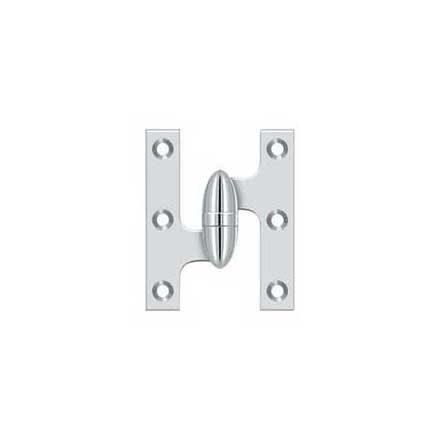 Deltana [OK3025B26-L] Solid Brass Door Olive Knuckle Hinge - Left Handed - Polished Chrome Finish - 3&quot; H x 2 1/2&quot; W