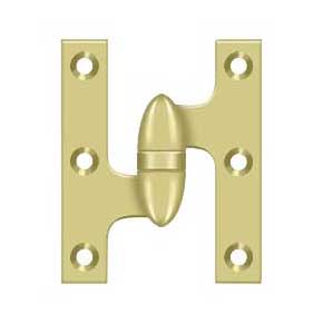 Deltana [OK3025B3-L] Solid Brass Door Olive Knuckle Hinge - Left Handed - Polished Brass Finish - Pair - 3" H x 2 1/2" W
