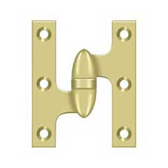 Deltana [OK3025B3-L] Solid Brass Door Olive Knuckle Hinge - Left Handed - Polished Brass Finish - 3&quot; H x 2 1/2&quot; W