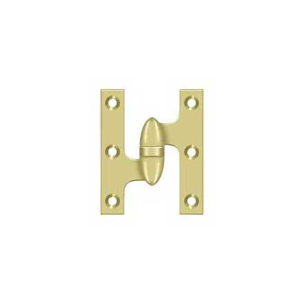 Deltana [OK3025B3-L] Solid Brass Door Olive Knuckle Hinge - Left Handed - Polished Brass Finish - 3&quot; H x 2 1/2&quot; W