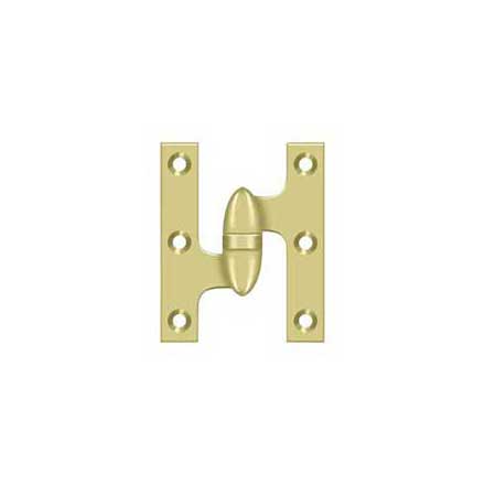 Deltana [OK3025B3-L] Solid Brass Door Olive Knuckle Hinge - Left Handed - Polished Brass Finish - 3&quot; H x 2 1/2&quot; W