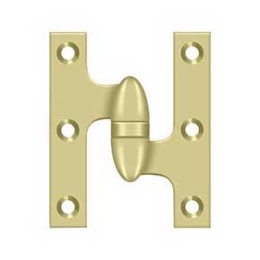 Deltana [OK3025B3UNL-R] Solid Brass Door Olive Knuckle Hinge - Right Handed - Polished Brass (Unlacquered) Finish - Pair - 3" H x 2 1/2" W