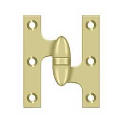 Deltana [OK3025B3UNL-R] Solid Brass Door Olive Knuckle Hinge - Right Handed - Polished Brass (Unlacquered) Finish - 3&quot; H x 2 1/2&quot; W