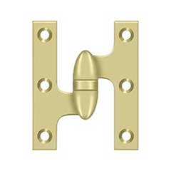 Deltana [OK3025B3UNL-L] Solid Brass Door Olive Knuckle Hinge - Left Handed - Polished Brass (Unlacquered) Finish - Pair - 3&quot; H x 2 1/2&quot; W