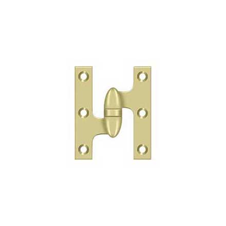 Deltana [OK3025B3UNL-L] Solid Brass Door Olive Knuckle Hinge - Left Handed - Polished Brass (Unlacquered) Finish - 3&quot; H x 2 1/2&quot; W